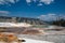 The colorful terraces of hot springs in the Mammoth Hot Springs area of Yellowstone National Park