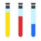 Colorful test tubes icon, flat style