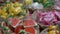 Colorful Thai Handmade Soap in the form of Exotic Fruit on the Counter Night Market. Thailand