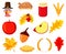 Colorful thanksgiving element set