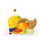 Colorful thanksgiving food, decoration elements