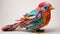 Colorful Thread Bird: Intricately Detailed Multilayered Artwork