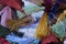 Colorful thread tassels