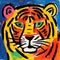 Colorful Tiger Painting In The Style Of Picasso