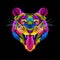 Colorful of tiger pop art portrait vector illustration