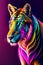 Colorful tiger with a purple background - Ai Generated.