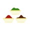 Colorful tika powders icon, flat style