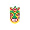 Colorful tiki mask icon with painted smiling face - exotic totem sculpture