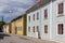 Colorful timber buildings. Vadstena. Sweden