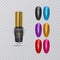 Colorful tips. Set of false nails for manicure. Varnish color palette for nail extension and realistic black polish, vector