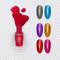 Colorful tips. Set of false nails for manicure. Varnish color palette for nail extension and realistic red polish, vector