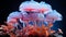 The colorful toadstool adds beauty to the autumn forest generated by AI