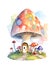 The colorful toadstool house is suitable for decorating fairy tale pictures for children. Generative AI