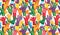 Colorful together people funny carton hands pattern generative ai