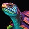 A colorful tortoise isolated on black background