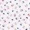 Colorful Tossed Floral Seamless Repeating Pattern Background