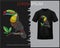 Colorful toucan bird mandala arts isolated on black t-shirt