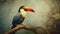 Colorful Toucan Perched On Branch: Fine Art Portraiture In Muted Tones