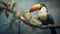 Colorful Toucan Perched On Branch: Photobashing And Realistic Portraiture