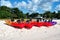 Colorful touristic boats on beach