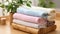 Colorful Towels On Wooden Shelf: A Vibrant Addition To Your Home Decor