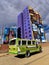 The colorful towers of Condominio Wiphala, painted by Bolivian artist Roberto Mamani Mamani in El Alto, La Paz