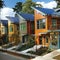 Colorful Townhouses with Solar Panels
