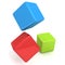 Colorful toy cube blocks on white background