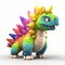 Colorful Toy-like Stegosaurus With Spikes 3d Cartoon Rendering