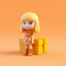 Colorful Toycore: Masuya Girl In Orange Dress And Yellow Box