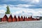 Colorful traditional boathouses in KerimÃ¤ki, Finland