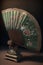 Colorful Traditional Chinese Fan with Floral Design