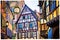 Colorful traditional houses of Alsace region - Strasburg town. F