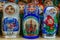 Colorful traditional Russian matryoshka nesting dolls with one d