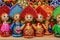 Colorful traditional Russian matryoshka nesting dolls in a souvenir shop in Moscow Russia