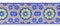 Colorful traditional Uzbek purple and blue pattern on the ceramic tile on the wall of the mosque