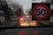 Colorful traffic warning and guidance signs made with LED lights