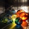 Colorful transparent spheres, beautiful abstract spheres. Created using Generative AI technology