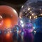 Colorful transparent spheres, beautiful abstract spheres. Created using Generative AI technology