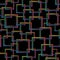 Colorful transparent squares on black background. Seamless vector pattern.