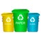 Colorful trash containers recycling waste sorting