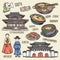 Colorful travel concept of south Korea