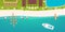 Colorful Travel to Paradise. Tropical beach. Cruise liner. Best cruise. Vector flat banner for your business.