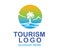 Colorful travel tourism nature logo design icon template emblem