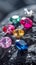 Colorful treasures Natural sapphire gemstones on black shine background