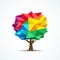 Colorful tree icon. Geometric polygon design.