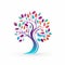 Colorful Tree Logo For Dementia Care With Graceful Sculptures