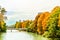 Colorful trees at the Isar in Autumn in Munich