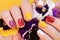 Colorful trendy summer manicure