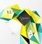 Colorful triangle mosaic 3d geometric object with infographics